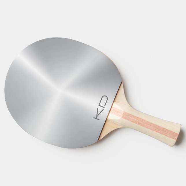 Image Of Metallic Silver Background Ping Pong Paddle (Back Side)