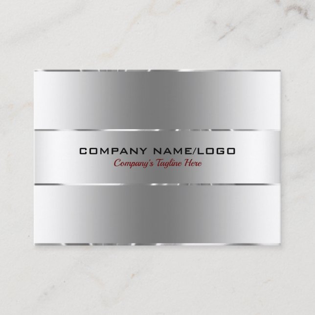 Image Of Metallic Silver Stainless Steel Look Business Card (Front)