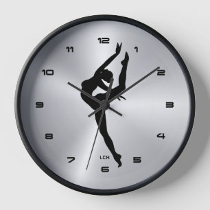 Image of metallic silver With Dancer Shilluette Clock