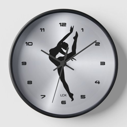 Image of metallic silver With Dancer Shilluette  Clock