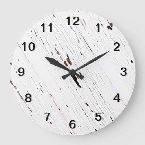 Image of Planks of Wood with Chipped Paint Large Clock