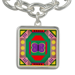 Image of Purple Butterfly Multicolored Abstracts Bracelet