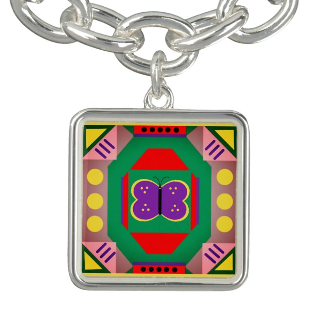 Image of Purple Butterfly Multicolored Abstracts Bracelet (Design)