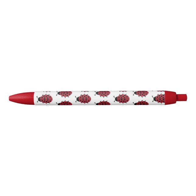 Image of Red and Black Ladybug Pattern Pen (Front)