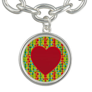 Image of Red Heart on Abstract Background Bracelet