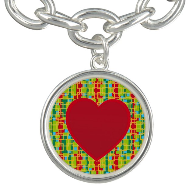 Image of Red Heart on Abstract Background Bracelet (Design)