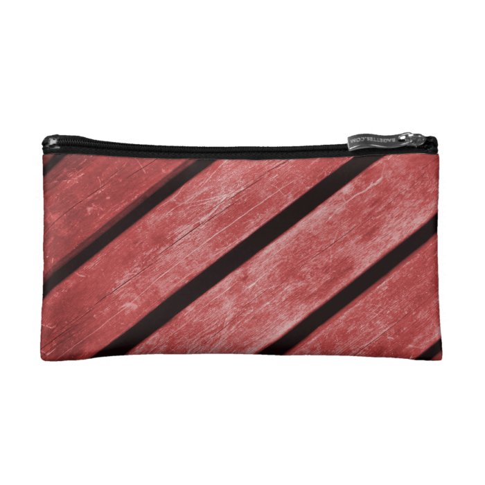 Image of Red Planks of Wood Makeup Bags