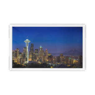 Image of Seattle Skyline in morning hours. Acrylic Tray