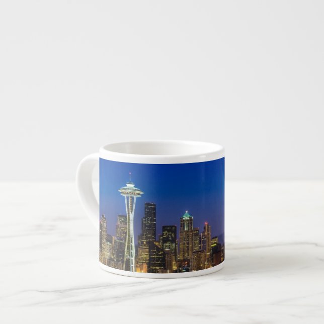 Image of Seattle Skyline in morning hours. Espresso Cup (Front Left)