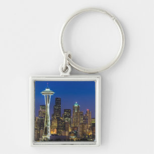 Image of Seattle Skyline in morning hours. Keychain