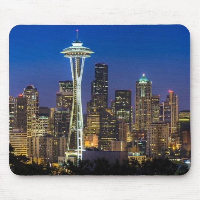 Image of Seattle Skyline in morning hours. Mouse Pad (Front)
