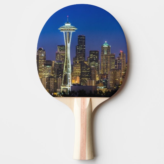 Image of Seattle Skyline in morning hours. Ping Pong Paddle (Front)