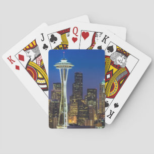 Image of Seattle Skyline in morning hours. Poker Cards