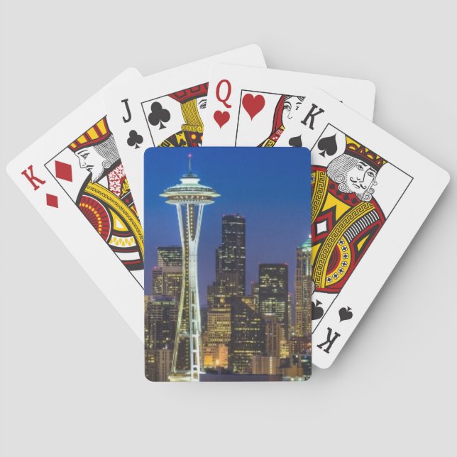 Image of Seattle Skyline in morning hours. Poker Cards (Back)