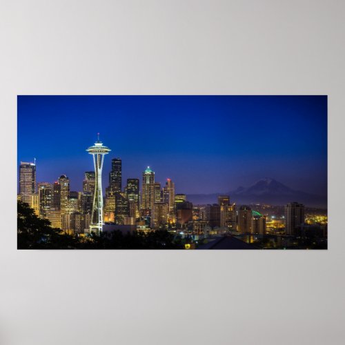 Image of Seattle Skyline in morning hours Poster
