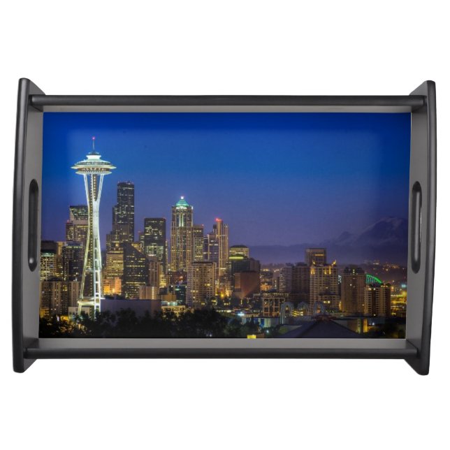 Image of Seattle Skyline in morning hours. Serving Tray (Front)