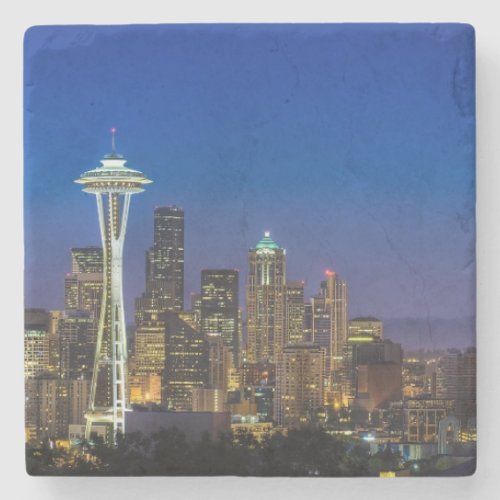 Image of Seattle Skyline in morning hours Stone Coaster