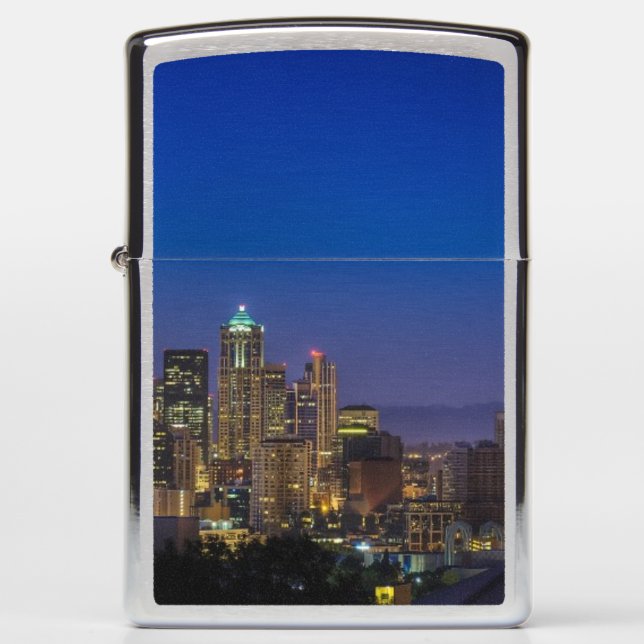Image of Seattle Skyline in morning hours. Zippo Lighter (Front)