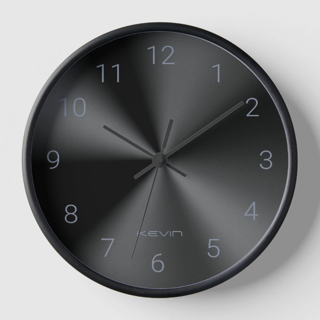 Image of Shiny Black Metallic Texture Clock (Front)