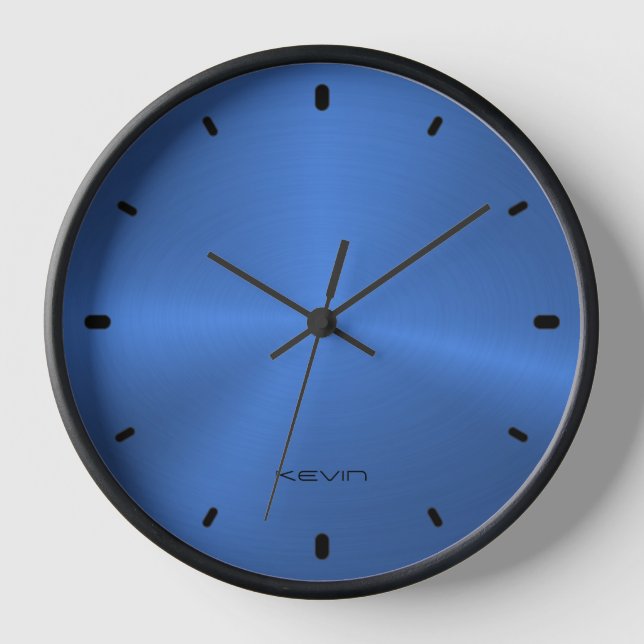 Image of Shiny Blue Metallic Texture Clock (Front)