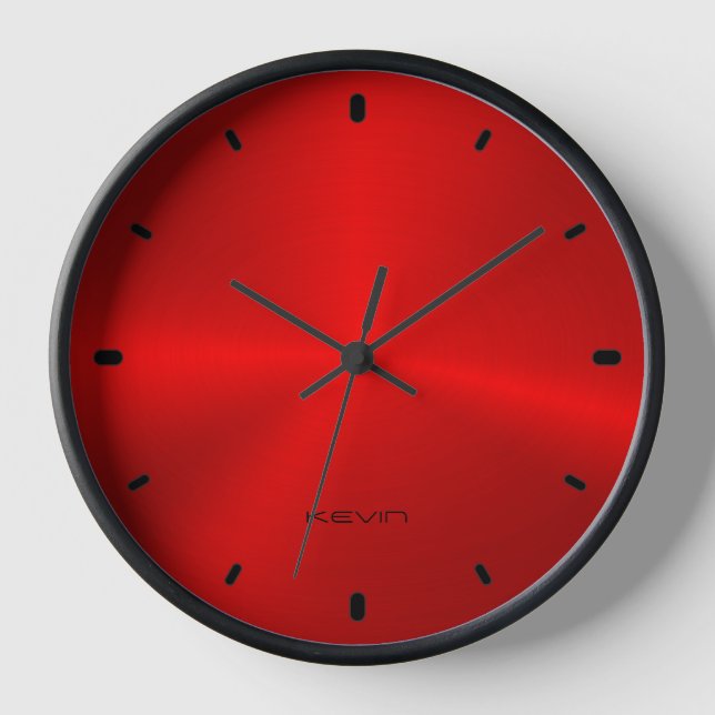 Image of Shiny Red Metallic Texture Clock (Front)
