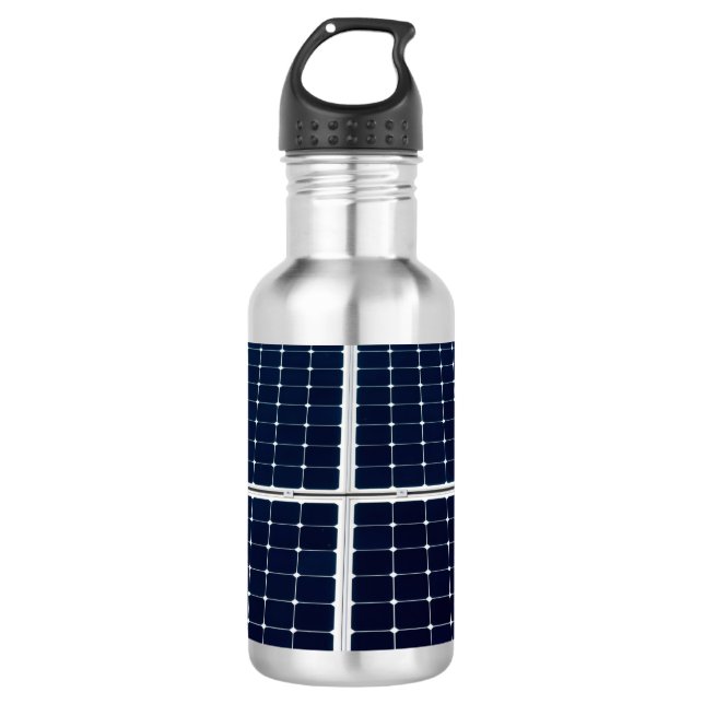 Image of solar power panel funny stainless steel water bottle (Front)