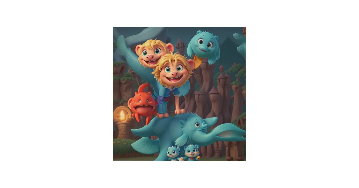 Image Of Some Fun Imaginary Cartoon Characters Wood Wall Art Zazzle Image Of Some Fun Imaginary Cartoon Characters Wood Wall Art Zazzle