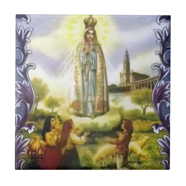 image of the apparition Our Lady of Fatima Ceramic Tile (Front)