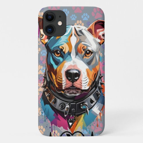 image of the face of a pitbull dog iPhone 11 case