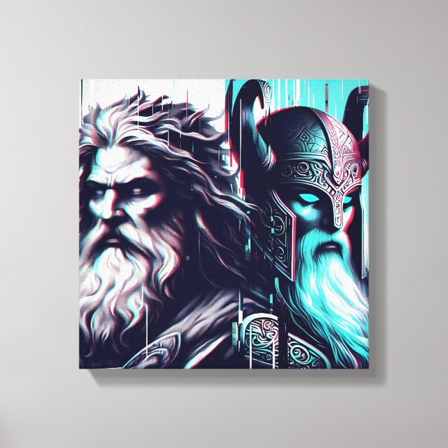 image of the gods zeus and odin together canvas print (Front)