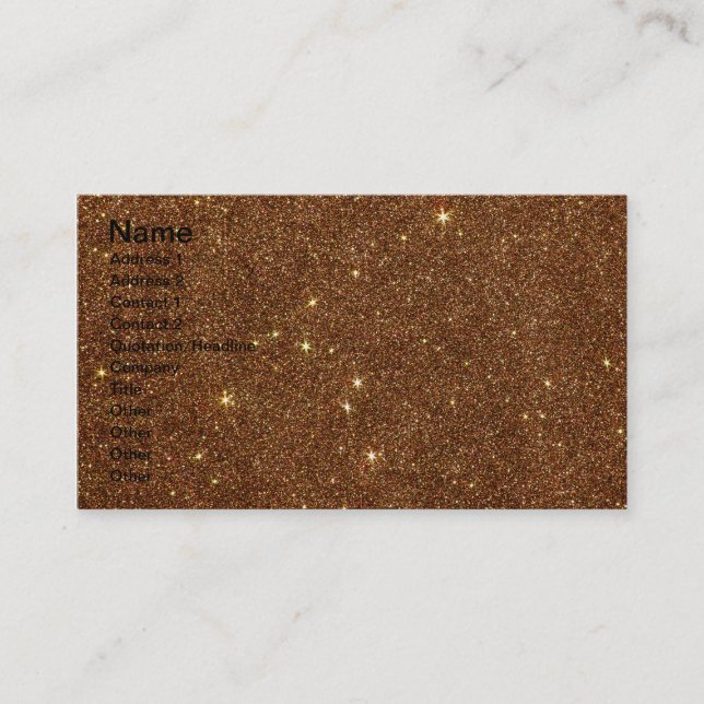 Image of trendy copper Glitter Business Card (Front)
