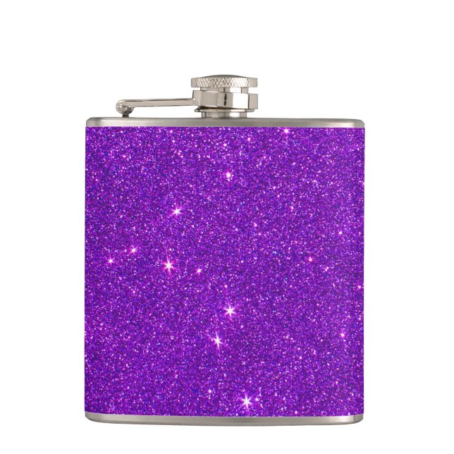 Image of Trendy Deep Purple Glitter Flask (Front)