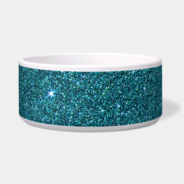 Image of trendy teal glitter bowl (Front)