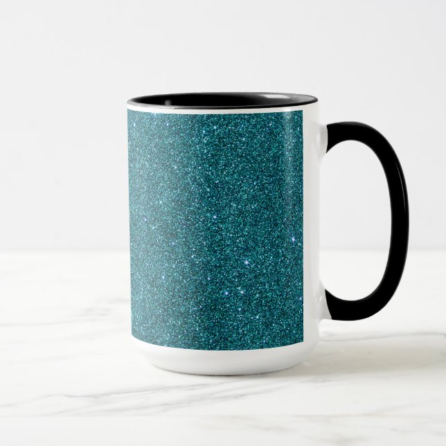 Image of trendy teal glitter mug (Right)