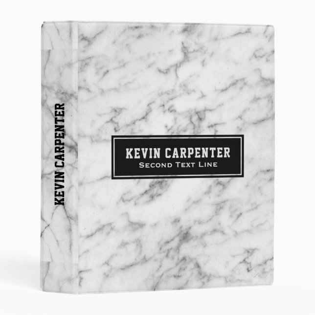 Image Of White & Gray Marble Texture Mini Binder (Front/Spine)