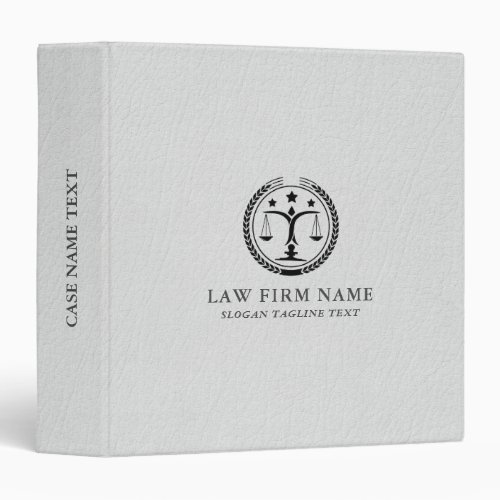 Image of White Leather Texture Black Justice Logo 3 Ring Binder