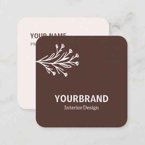 Image Template Modern Branch Interior Design Brown Square Business Card