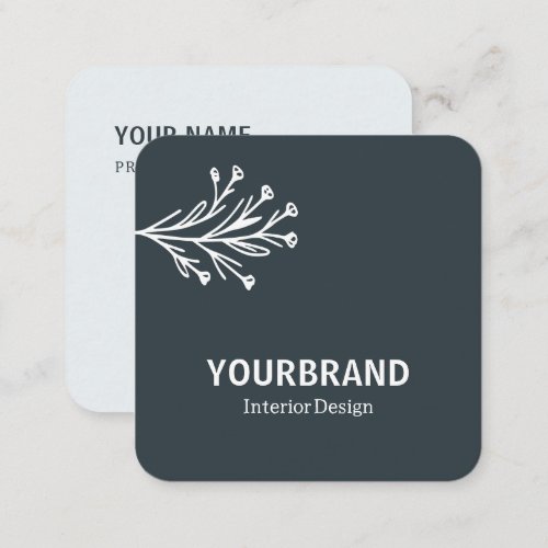 Image Template Modern Branch Interior Design Gray Square Business Card