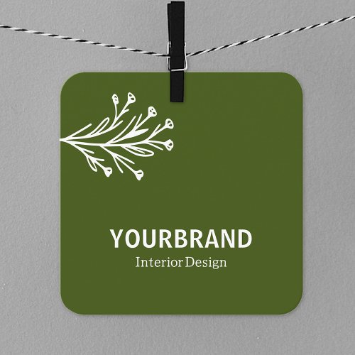 Image Template Modern Branch Interior Design Green Square Business Card