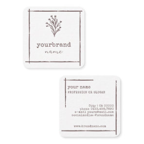 Image Template Rustic Floral Bouquet Flower Square Business Card