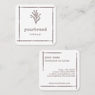 Image Template Rustic Floral Bouquet Flower Square Business Card