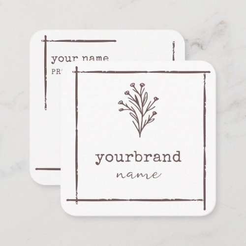 Image Template Rustic Floral Bouquet Flower Square Business Card
