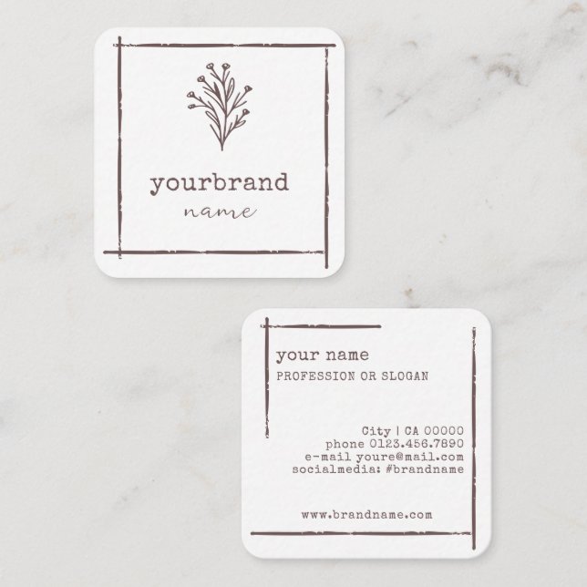 Image Template Rustic Floral Bouquet Flower Square Business Card (Front/Back)