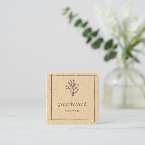 Image Template Rustic Floral Boutique Flower Square Business Card