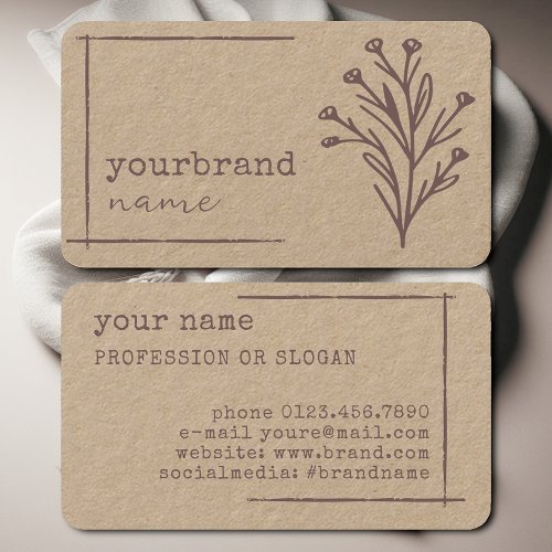 Image Template Rustic Floral Flower Kraft Paper Business Card