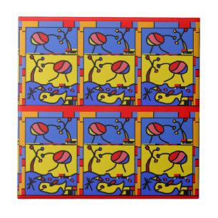 Image with fish modern art ceramic tile