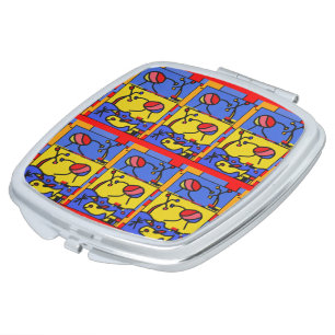 Image with fish modern art compact mirror