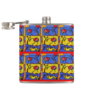Image with fish modern art flask