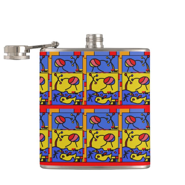 Image with fish modern art flask (Opened)