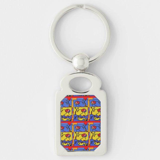Image with fish modern art keychain (Front)